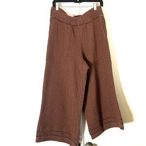 Free People Brown Knit Wide-Leg Pants